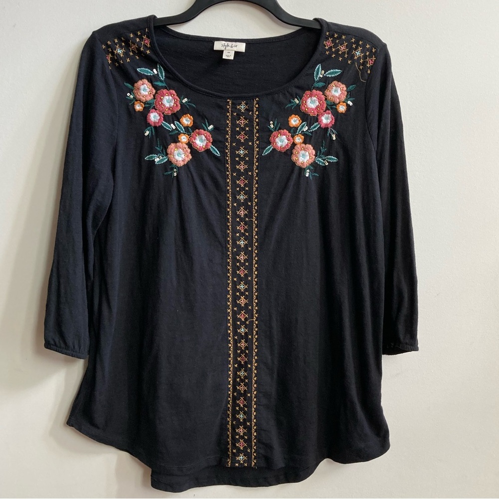 Style & Co Embroidered Top